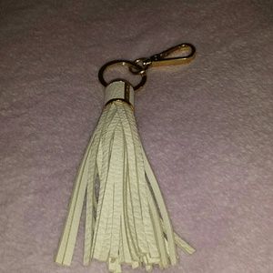 Michael kors white leather tassel keychain